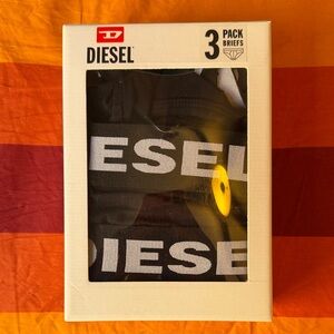 Diesel Black Briefs 3-Pack with White Logo Waistband